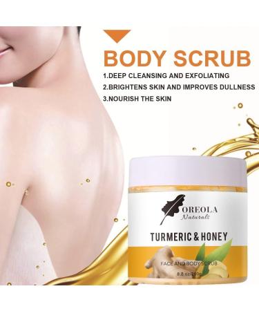 Turmeric and Honey Face and Body Scrub 8.8Oz/280g Purifying Exfoliating and Moisturizing Body Scrub by Oreola Naturals. New and improved packaging. - Buy Online on GoSupps.com