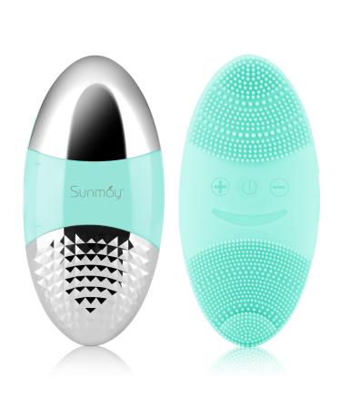 Sunmay Oval Sonic Face cleaning brush waterproof silicone facial washer facial peeling with ion function for deep cleaning gentle peeling and massage - blue m -oval blue - Buy Online on GoSupps.com