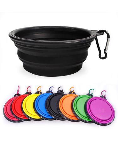 Collapsable dog bowl foldable water bowl for dogs for cats and dogs portable irrigation shell for pets portable water bowl for dogs with carabiner size m (650 ml) black medium (650ml) black