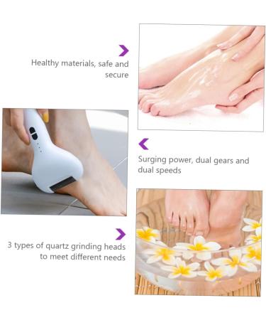 Housoutil 3 Sets Pedicure Reusable Foot Rechargeable Foot Grinding Tool Electronic Tools Home Foot Dead Skin Trimmer Power Tools Care Callus White Quartz - Buy Online on GoSupps.com