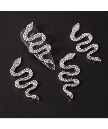 WOKOTO 12pcs Snake Nail Charms for Acrylic Nails - Gold and Silver Rhinestones for Women Nail Art - 3D Nail Decorations Kit - Buy Online on GoSupps.com