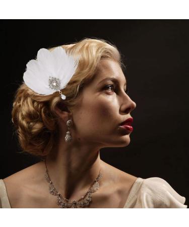 Gortin 1920s Flapper Feather Hair Clip - White Feather Headband for Wedding & Parties - Art Deco Rhiestone Hair Pins - Women's Flapper Hair Accessories - Buy Online on GoSupps.com
