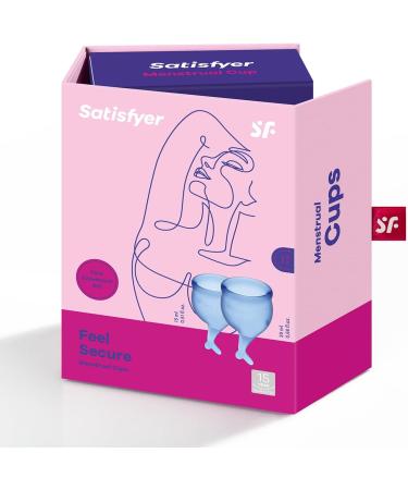 Satisfyer Feel Secure Menstrual Cup - Reusable Silicone Period Cup with Stem - 2 Sizes for All Flows - Soft Flexible & Body-Safe - Easy Insertion & Removal (Dark Blue - Buy Online on GoSupps.com