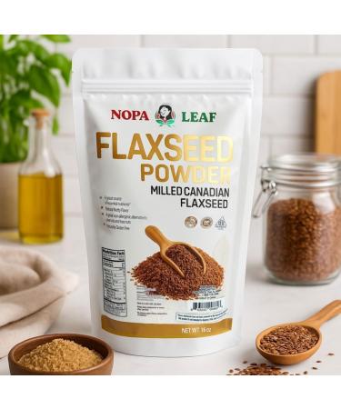 Nopa Leaf Flaxseed Powder Milled Canadian Brown Flaxseed Gluten Free, Non-GMO, Natural Source of Omega-3 16 oz - Buy Online on GoSupps.com