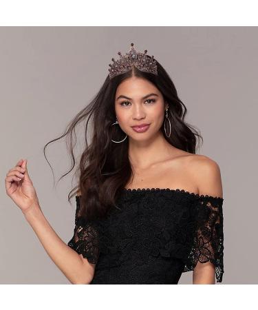 Vofler Black Witch Evil Queen Crown - Baroque Crystal Tiara for Women in Halloween Cosplay and Prom - Buy Online on GoSupps.com