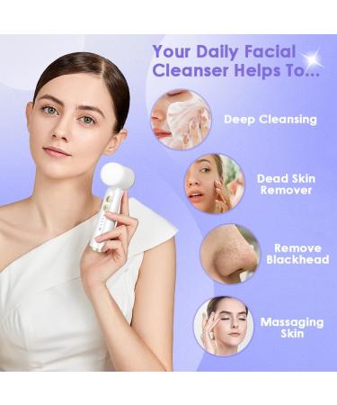 Aofesel 6-In-1 Rechargeable Electric Facial Cleansing Brush Cleanses and Exfoliates Skin Dual Hot and Cold Modes Kit with 6 Interchangeable Heads IPX7 Waterproof - Buy Online on GoSupps.com