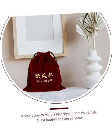 FOMIYES 1pc Hair Dryer Storage Bag Travel Makeup Bags Flannel Drawstring Bags Jewelry Holder Jewelry Rack Claret 30x26cm - Buy Online on GoSupps.com