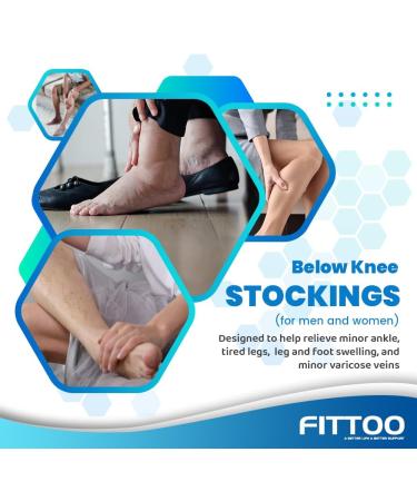 FITTOO Plus Size Compression Socks 20-30mmHg for Men & Women - Shin Splint Varicose Vein & Calf Pain Relief - Closed Toe Wheat 4X-Large - Buy Online on GoSupps.com