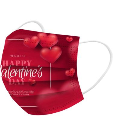 ZQP 10PCS Adult Valentine's Day Theme Disposable Face Masks Dustproof Windproof Face Bandanas_Covering_MASK for Women and Men Fashion Multicolor Love Heart Print Three-Layer Face Scarf - Buy Online on GoSupps.com