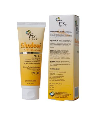 Fixderma Shadow SPF 50+ Cream | Sunscreen for Face | Dermatologist Tested Sunscreen SPF 50 | Skin Sun Protection | Broad Spectrum Sunscreen for UV Protection Suitable for All Skin Types - 2.64 Fl Oz 1 Fl Oz (Pack of 1)