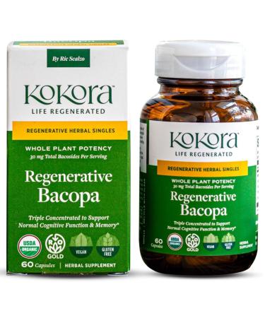 kokora Regenerative Bacopa - Organic Adaptogenic Bacopa Supplement - Cognitive Function Memory Support* - 60 Capsules - 30 Servings