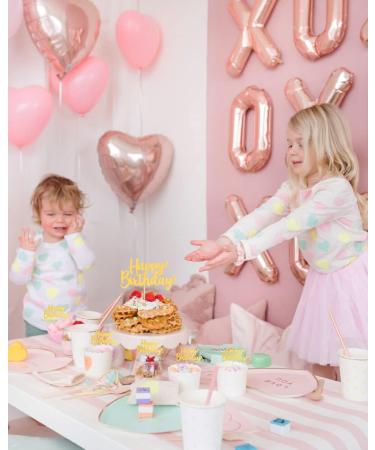 Happy Birthday Cake Topper Set - Gold Happy Birthday Cake Topper And Gold Happy Birthday Cupcake Topper Gold Glitter Photo Booth Props Birthday Party Decorations Cake Smash Decoration (gold01) - Buy Online on GoSupps.com