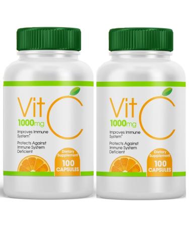 Natural Lab 2 Bottles Vitamin C 1000mg 200 Capsules Caps Improve Immune System