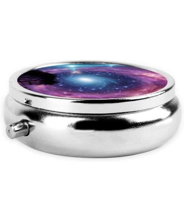 Galaxy Pattern Round Pill Box - 3 Compartment Portable Travel Medicine Organizer | Mini Decorative Pocket Vitamin Holder - Buy Online on GoSupps.com