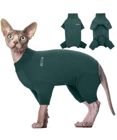 Hjyokuso sphynx cats clothing cat sweater breathable soft sweater for cats cat mantle warm cat clothing with four legs cat shirt for sphynx cornish rex devon rex Peterbald XS green