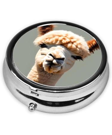 Alpaca Avatar Round Pill Box - 3 Compartment Travel Organizer Portable Black Pill Box for Easy Medication Management - Buy Online on GoSupps.com