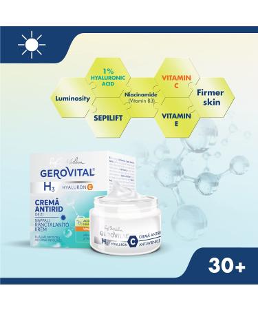 GEROVITAL Anti-Wrinkle Day Face Cream with Hyaluronic Acid Vitamin C & E - Intense Moisturizer for All Skin Types (50 ml) - Shop Internationally - Buy Online on GoSupps.com