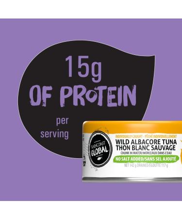 Raincoast Trading Global Chunk Albacore Tuna in Water No Salt Added Certified Sustainable Wild-Caught Pole and Line High Protein Keto Friendly - Case of 12 142g Cans - Buy Online on GoSupps.com