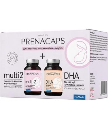 ForMeds Prenacaps Multi 2 + DHA - 600 mg DHA and 120 mg EPA - Pregnancy - Resistance - Dietary supplement for pregnant women - 120 capsules