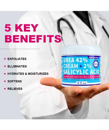 ENVISHA 42% Urea Cream for Feet w/ Salicylic Acid & Hyaluronic Acid - 4 oz - Moisturizer for Hands, Heels, Elbows, Nails & Knees - Buy Online on GoSupps.com