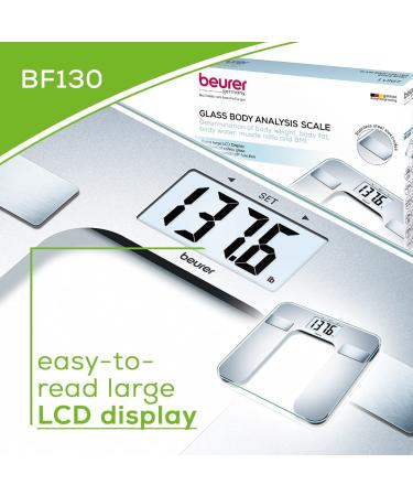 Beurer BF130 Body Fat Analyzer BMI Digital Bathroom Scale - Multi-User Recognition, XL Display, Silver - Buy Online on GoSupps.com