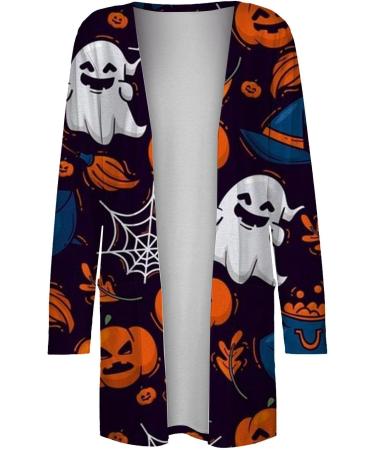 ToddlBy Halloween Costumes Buttonless Floral Print Medium Length Thin Cardigan Casual Cardigan Loose Knit Cardigan Dark Blue Small - Buy Online on GoSupps.com