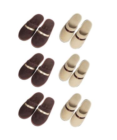 Tianmao 5 pairs of slipper hotels lipper tortier hip slippers with closed toes universal size 28.5 * 11cm coral fleece guest slippers for spa party guests hotel and travel standard size 3 brown 3 beige