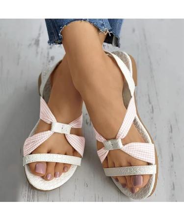 HSYHKDSY Women's Fashion Flat Sandals - Elegant Casual Glitter Shoes for Summer Holidays - Comfortable White Size 7 UK - Buy Online on GoSupps.com
