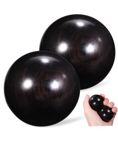 Anneomas 2 pieces wood massage tool reusable wooden balls Small handballs hand handmade balls Hand massage balls handmade balls massage balls older wooden handballs