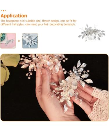 Rose Pink Pearl Hairpin Wedding Hairpin Bridal Hair Clips Accessories Everyday Headwear Thin Women Floral Hairpin For Wedding Bride Bridesmaid Party - Buy Online on GoSupps.com