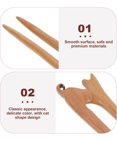 minkissy Chinese Wood Hair Stick Cat Carved Hairpin Japanese Wooden Handmade Hair Fork Hanfu Chignon Hair Pin for Women Girl Hair Styling Tool - Buy Online on GoSupps.com