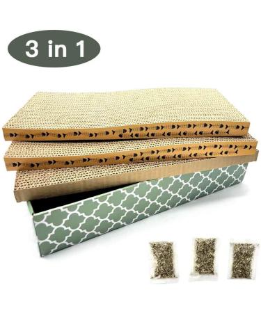 MECOOL Cat Scratcher Cardboard Pads - 3PCS Reversible Corrugated Lounge Bed with Catnip for Scratching & Play - Buy Online on GoSupps.com