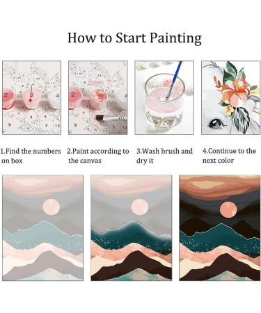 Paint by Numbers Kit for Adults and Kids - DIY Landscape Oil Painting Set (4 Pack 12x16 in) - Mountain Landscape Theme - Home Wall Decor - Acrylic Paints Included - Buy Online on GoSupps.com