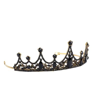 Lurrose Baroque Black Rhinestone Queen Crown - Wedding Bridal Tiara for Women - Buy Online on GoSupps.com