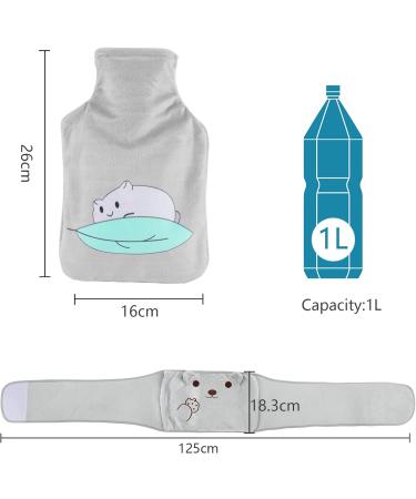 Homealexa 1L Long Hot Water Bottle with Plush Cover - Waist Warmer Rubber Bag for Winter, Cute Bear Design - Buy Online on GoSupps.com