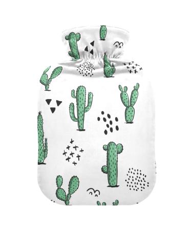 Hot Water Bottles with Cover Cute Cactus Hot Water Bag for Pain Relief Headache 2 Liter