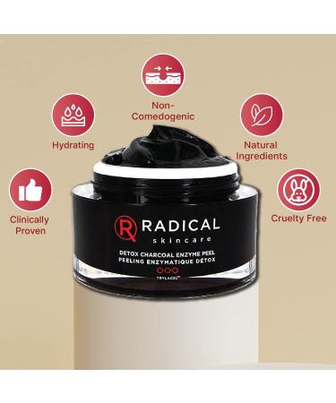 Radical Skincare Detox Charcoal Enzyme Peel - Powerful Formula w/ 11 Fruit Enzymes for Maximum Exfoliation | For All Skin Types Including Sensitive Skin | Cruelty & Paraben Free (1.7 oz) 1.7 Ounce (Pack of 1) - Buy Online on GoSupps.com