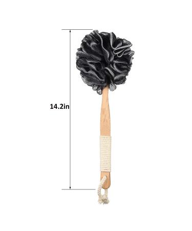 JulaJuyo Loofah Back Scrubber | Long Handle Bath Body Brush | Exfoliating Shower Luffa Brush for Men and Women | Soft Nylon Mesh Sponge on a Stick | 1 Pack Black - Buy Online on GoSupps.com