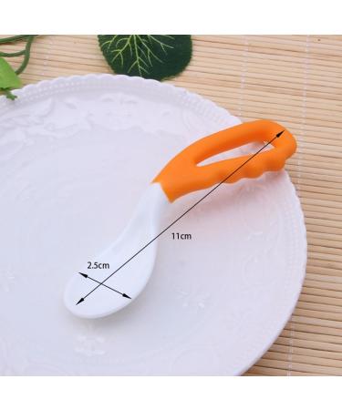 EROSPA Baby Porridge Spoon Set - Curved Handle Learning Spoon for Babies - 2 Pieces Green/Orange - Ideal for Baby Eating Skills - Buy Online on GoSupps.com