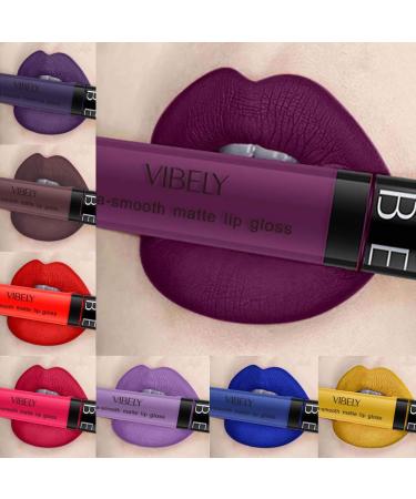 Eyret Matte Gothic Liquid Dark Purple Lipstick Smooth Lip Gloss Long Lasting Waterproof 24 Hours Lip Color Professional Makeup Lipsticks for Women and Girls Pack of 1 Dark Purple26#