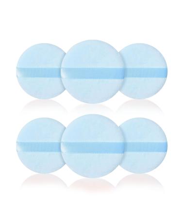 6 Pieces Powder Puffs Cotton Makeup Puffs for Loose Powder Mineral Powder Cosmetic Foundation - 2.36 inch/6 cm Soft Round Powder Puffs Makeup Face Sponges for Face and Body - Blue