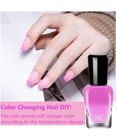 Pink Nail Polish - Quick Drying Long-Lasting Nail Varnish - Color Changing Temperature Control Nail Polish Home Nail Art Design - Without Use UV Lamp 7ml (W09) - Buy Online on GoSupps.com