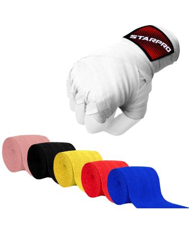 Starpro boxing bandages elastic boxing bandages with thumb loop 2.55m 3.5m and 4.5m for MMA kickboxing boxing sports and martial arts men women & children durable wrist bandages (2.55m) 100 inches white - Buy Online on GoSupps.com