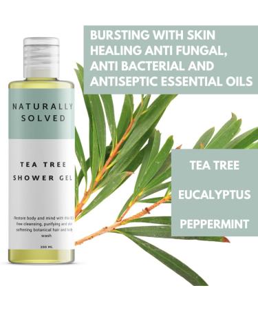 Naturally Solved Tea Tree Shower Gel (200ml) - Anti-Fungal Body Wash for Jock Itch, Thrush, Acne & Athlete's Foot - Buy Online on GoSupps.com