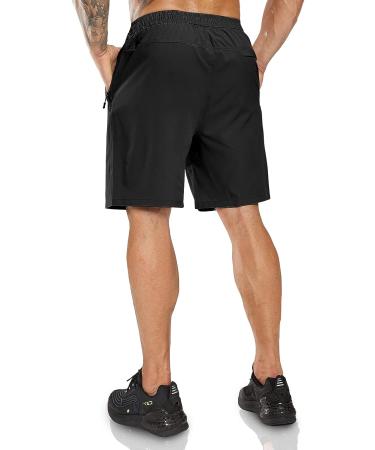 Haimont Men's Running Shorts 7 - Quick Dry Lightweight Athletic Shorts with Zipper Pockets - Black - Size Medium - Buy Online on GoSupps.com