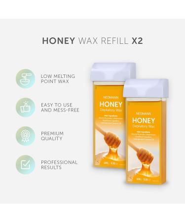 Wax-n Roll Kit d pilation Honey | Chauffe-cire Roll-On avec 2x cartouches Honey 50 bandes de cire & 6 lingettes de soin (Noir) Qualit salon pour la maison Noir - 2 x Miel 1 unit (Lot de 1) - Buy Online on GoSupps.com