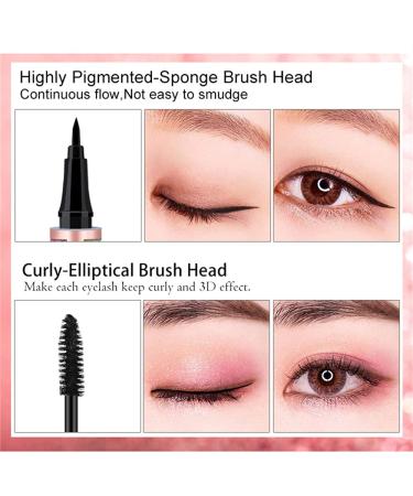 4D Silk Fiber Eyelash & Eyeliner Set - Long-Lasting Waterproof Mascara & Liquid Eyeliner for Natural Voluminous Lash Extensions - Buy Online on GoSupps.com