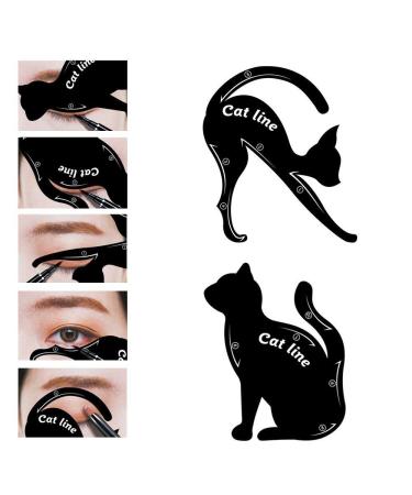 Garden Of Arts Cat Line Eyeliner Stencil, Smoky Eyeshadow Applicators Template Plate, Professional Multifunction Black Cat Shape Eye liner & Eye Shadow Guide Template (PVC Material) (1)