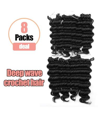 Ocean Wave Synthetic Crochet Hair 10 Inch - 8 Packs Natural Black Deep Twist Crochet Braids Extensions ToyoTree (1B) - Buy Online on GoSupps.com