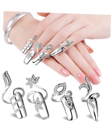 FRCOLOR 3 Set Fingernail Rings - Glitter Rhinestone Nail Decorations for Girls | Cute Nail Art Cover & Claws - International Shipping - Buy Online on GoSupps.com